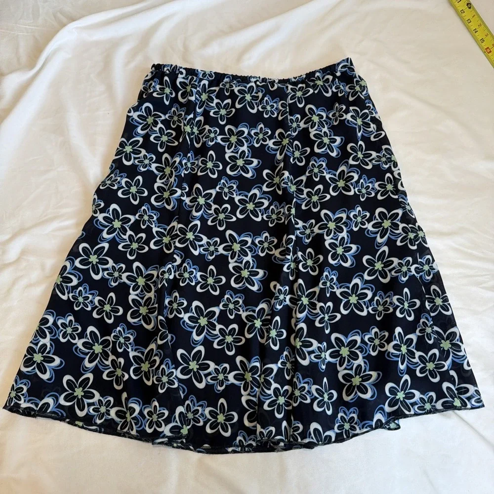 Dress Barn Dressbarn Womens Blue Flower Print Skirt Size Medium Fairycore VTG